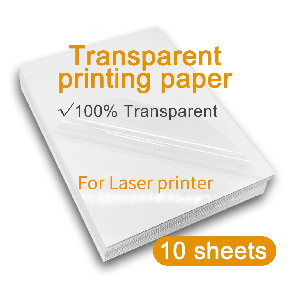 10 pcs Transparent Printable Vinyl Sticker Paper A4 Matte Glossy White Waterproof Self-Adhesive Printer Paper for laser Printer