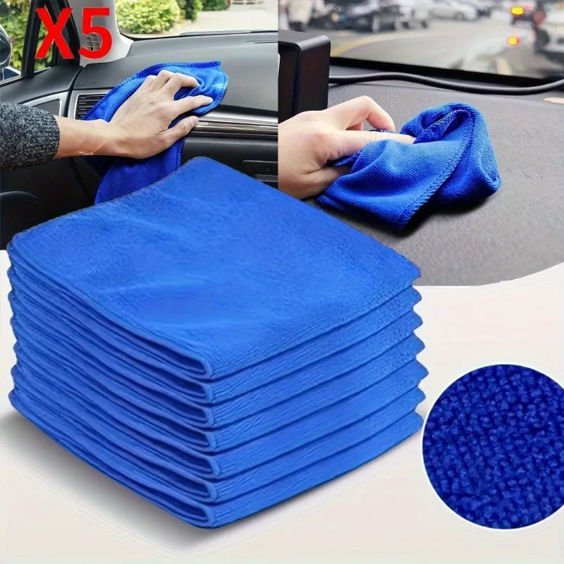 5 Pcs Microfiber Towels, Microfiber Car Wash Cloth, Home Kitchen and Bathroom Cleaning Towel Set