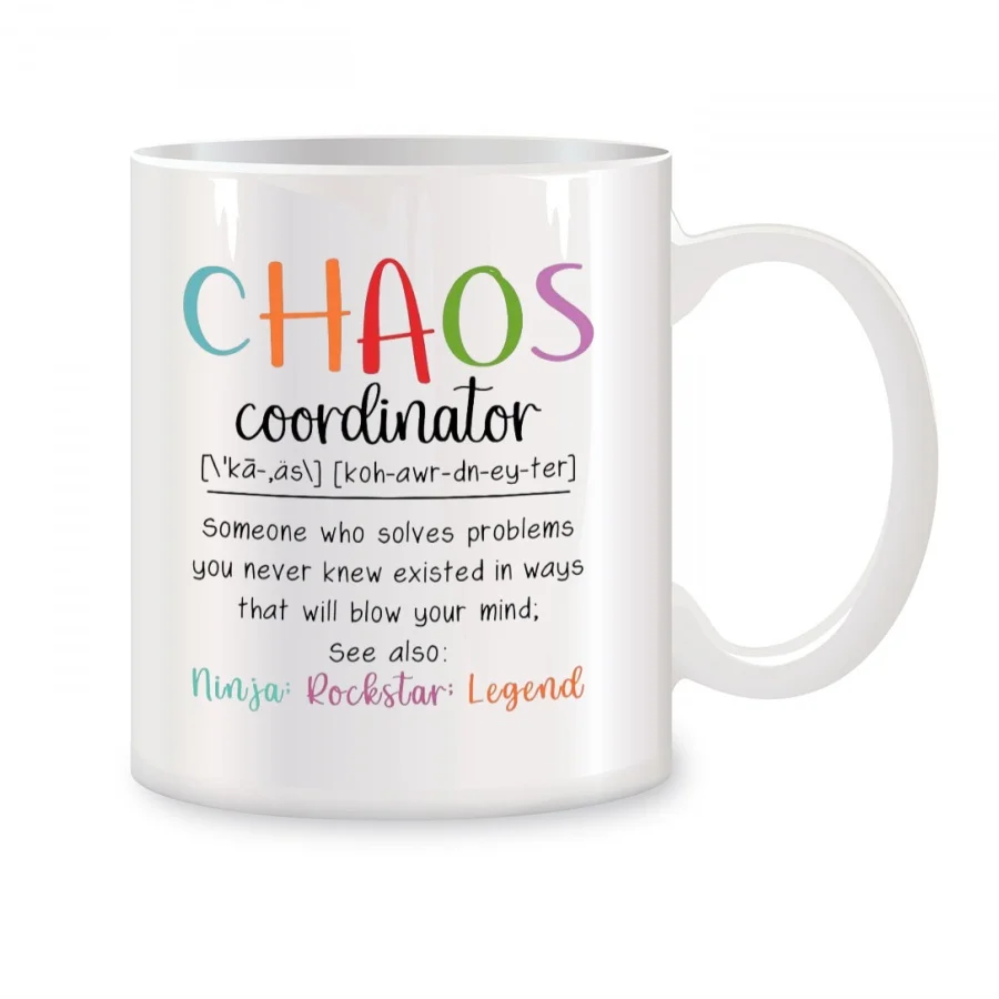 

Chaos Coordinator Mugs For Boss Lady Teachers Mom Administrative Birthday Gifts Novelty Coffee Ceramic Tea Cups White 11 oz