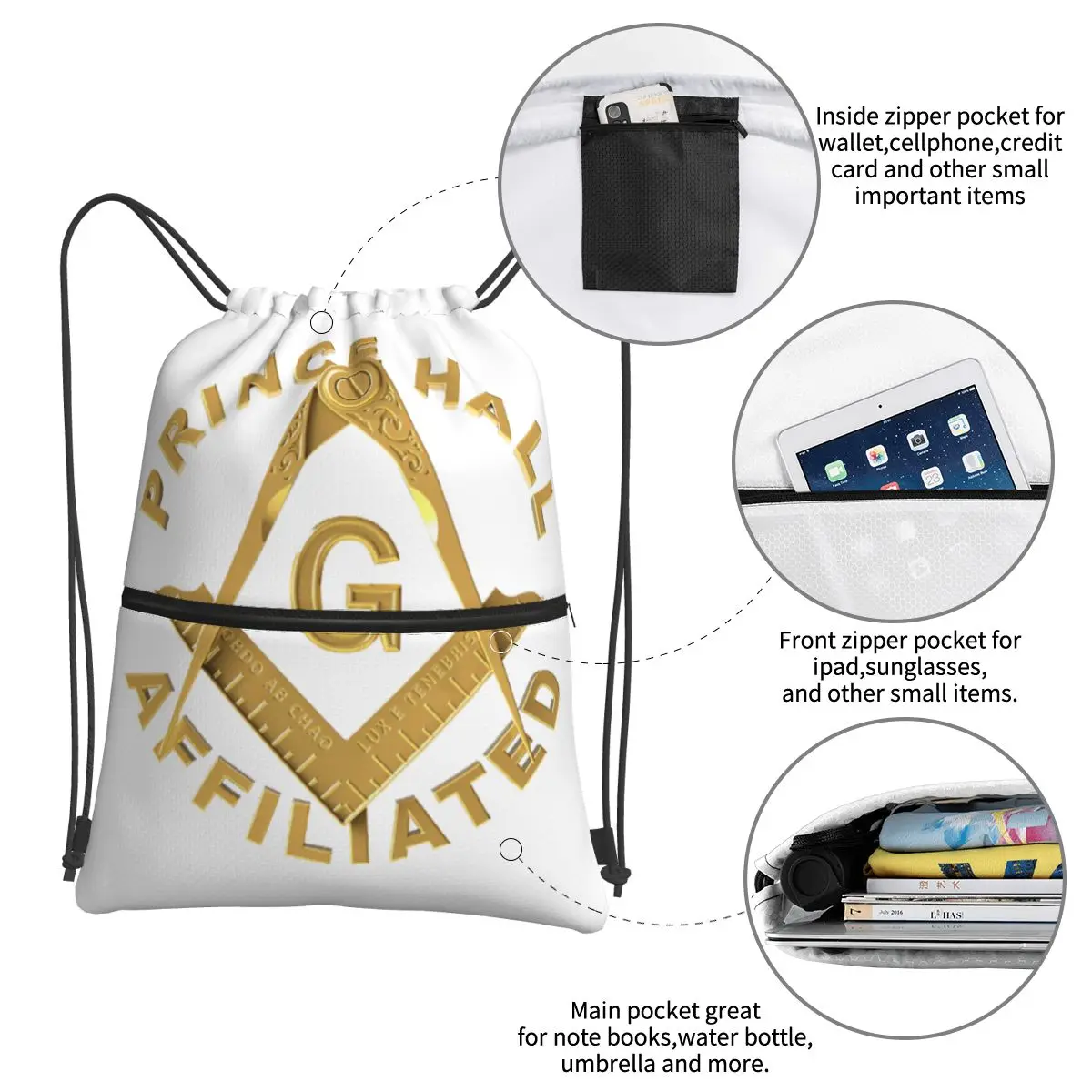 Freemason-mochilas masónicas portátiles con cordón, bolso multifunción, paquete de cordón, bolsas de zapatos de bolsillo para estudiantes escolares