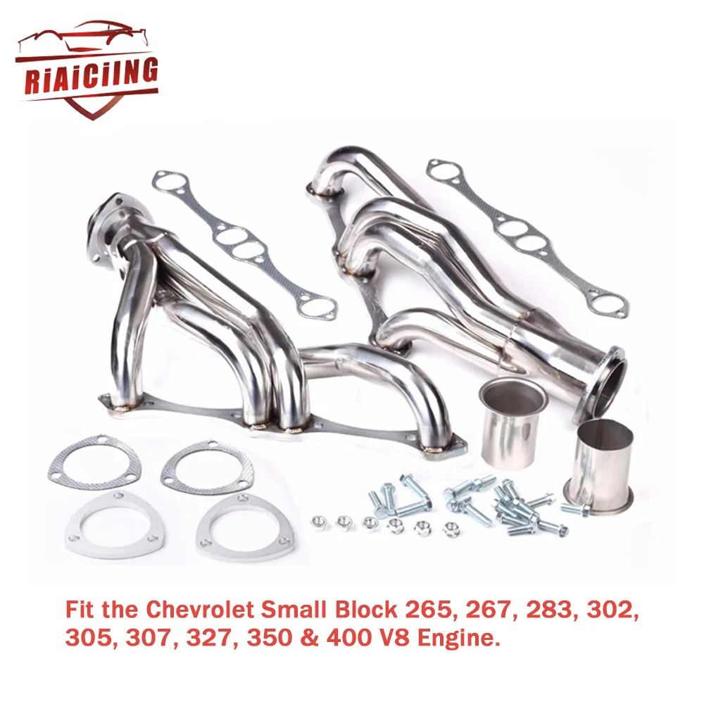 Stainless Steel Exhaust Manifold Headers For 262 265 283 305 327 350 400 Chevy Small Block SB V8 Automobiles Engine Parts