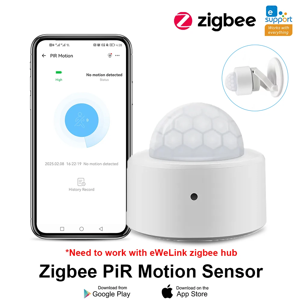 

EWelink Smart Zigbee 3.0 Pir Motion Sensor Movement Human Infrared Detector Security Alarm Sensor Works With Home Assistant mini