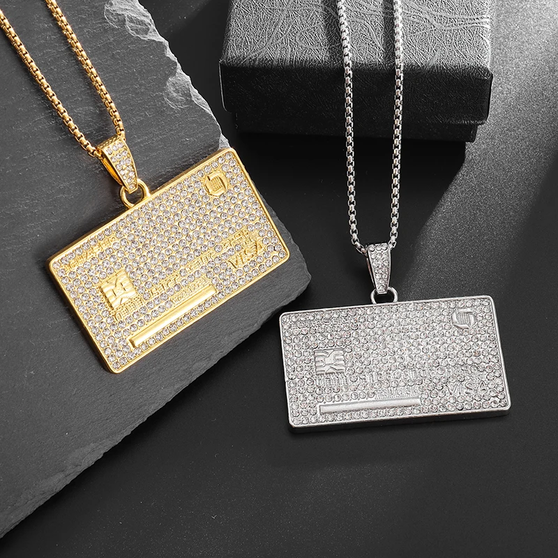 Fashion Hip Hop Ice Out Zircon Inlaid Circuit Board Pendant Necklace for Men and Women Personality Charm Punk Jewelry