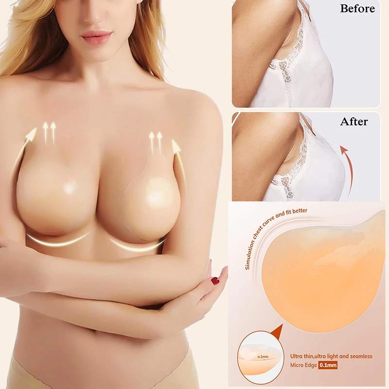 Kave 2025 Sticky Bra Silicone Adhesive Bra for Women Invisible Bras for Backless Strapless Dress Nippless Covers Push Up Bra