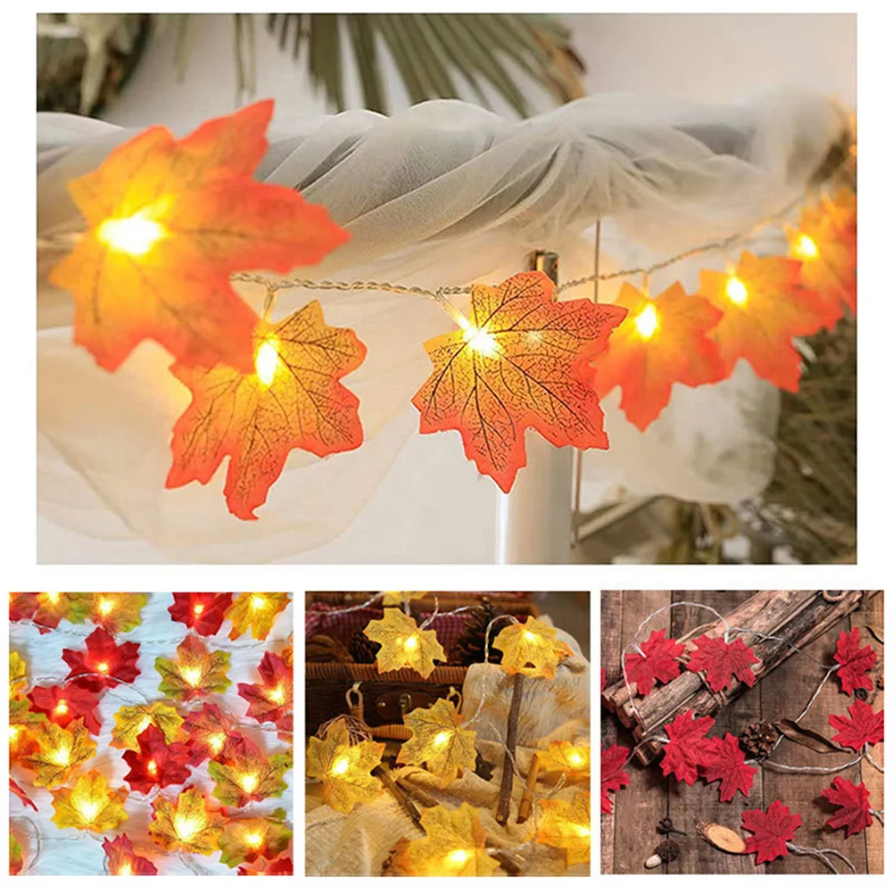 Realistic Maple Leaf String Light, Decoração perfeita à prova d'água para Garden Path e Yard, 2 modos de iluminação, 3 metros, 20 LEDs