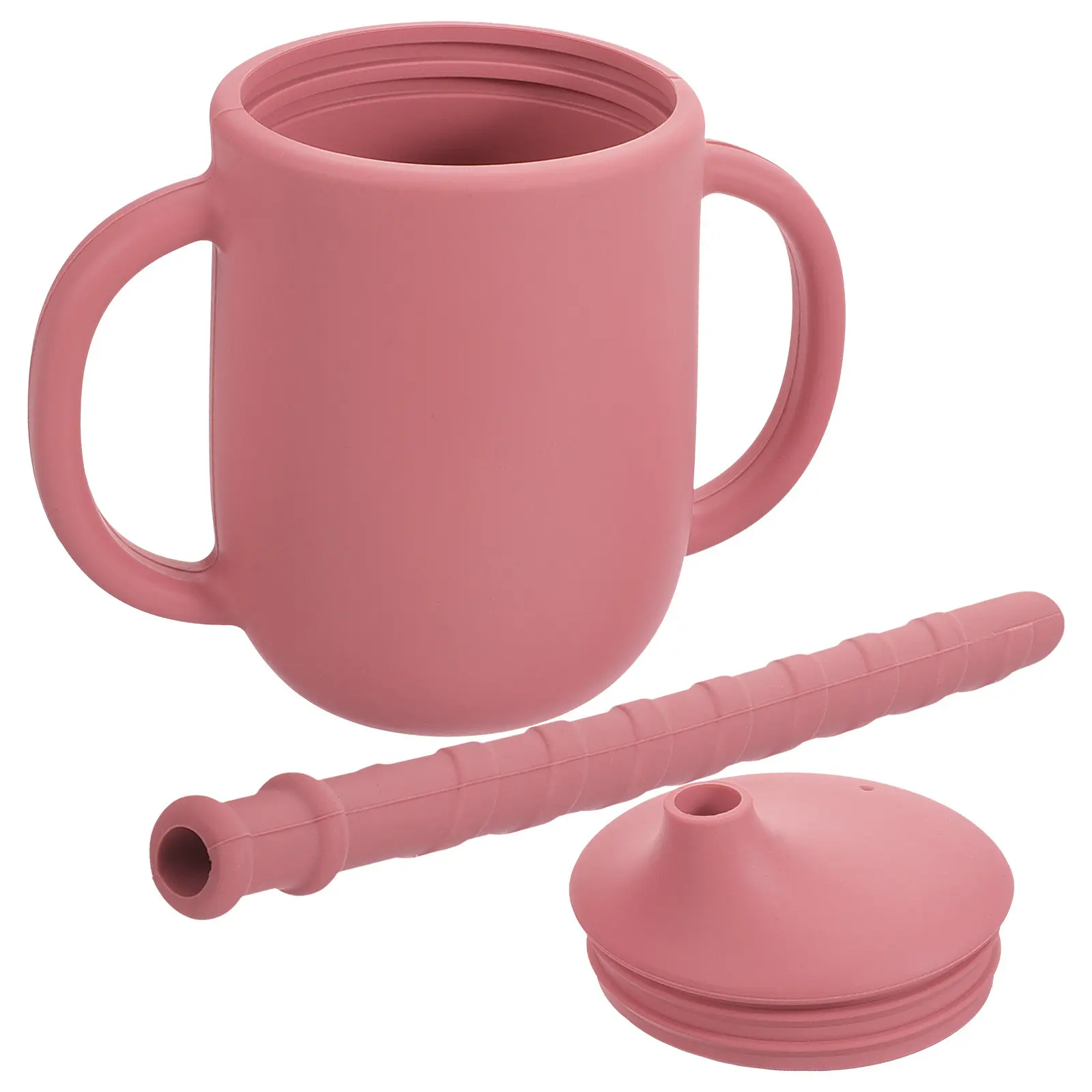 

400Ml Silicone Cups for Baby Toddler Drinking Cup Unbreakable Training Cup with Detachable Straw Comfortable Grip for 6-12