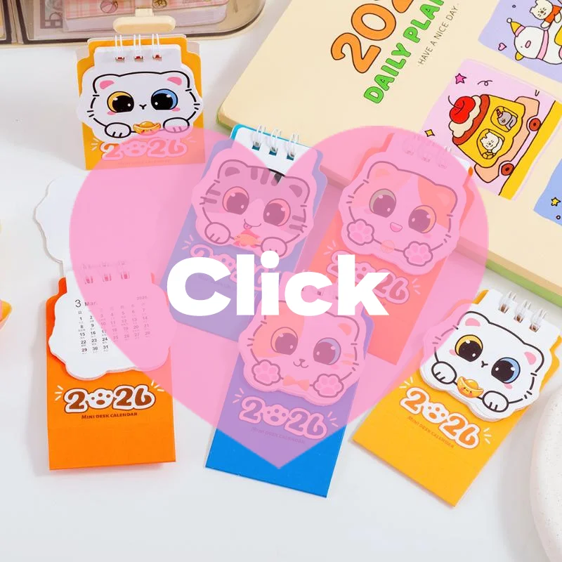 

1Pcs 2026 Cartoon Cat Desk Calendar Portable Pocket Calendar Schedule Desktop Decoration Office School Supplies Student Gift