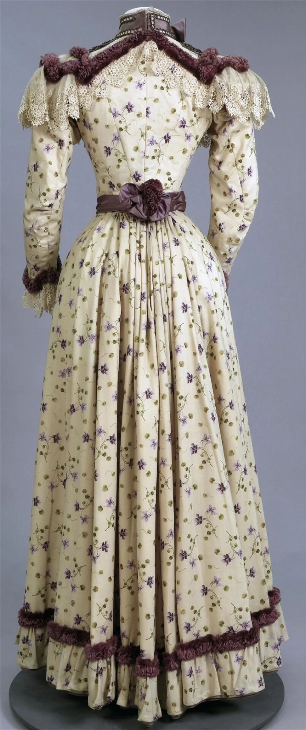 1890s-1899s Victorian Fashion Gothic Floral High Neck Dress Women Historical Victorian Day Dress Theatre Reenactment Costume - view 4