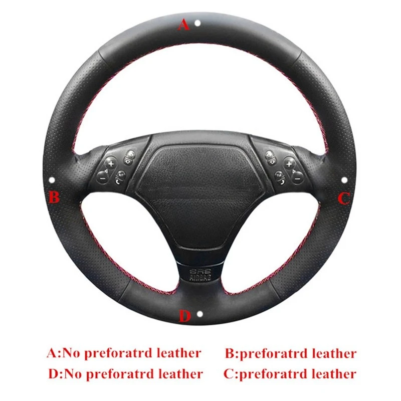 GNUPME DIY Black Steering Wheel Cover Hand-Stitched Artificial Leather Car Steering Wheel Cover for BMW E36 E46 E39