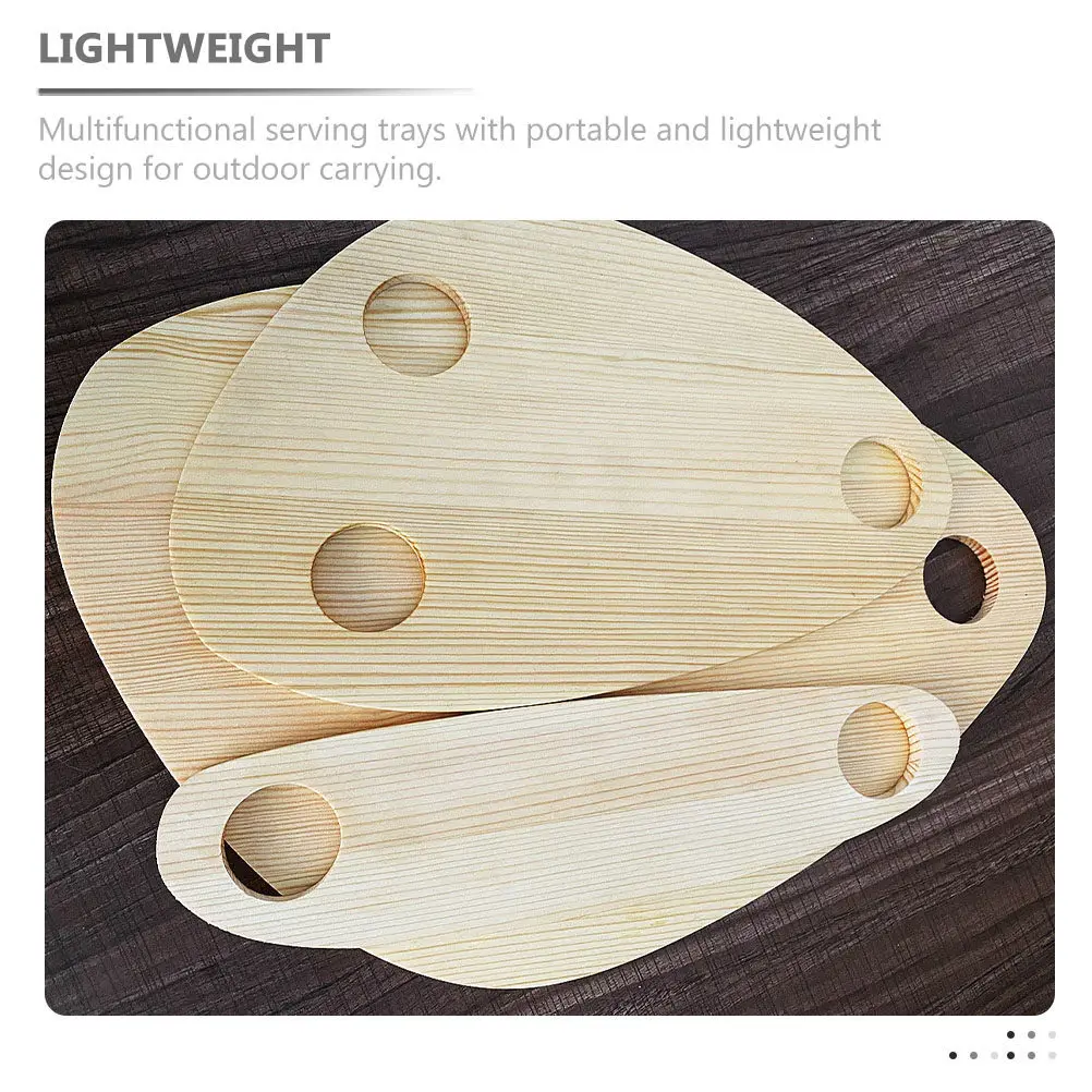 3Pcs Wooden Bottle Neck Tray Multifunctional Floating Serving Board Wine Cup Holder Snack Fruit Organizer for Picnic Outdoor