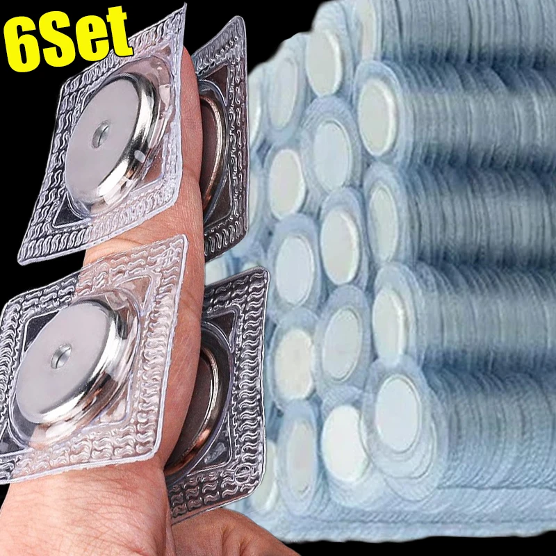 1-6set PVC Invisible Hidden Metal Magnetic Button Snap Magnet Fastener DIY Handbag Cloth Bag Overcoat Clasp Sewing Accessories