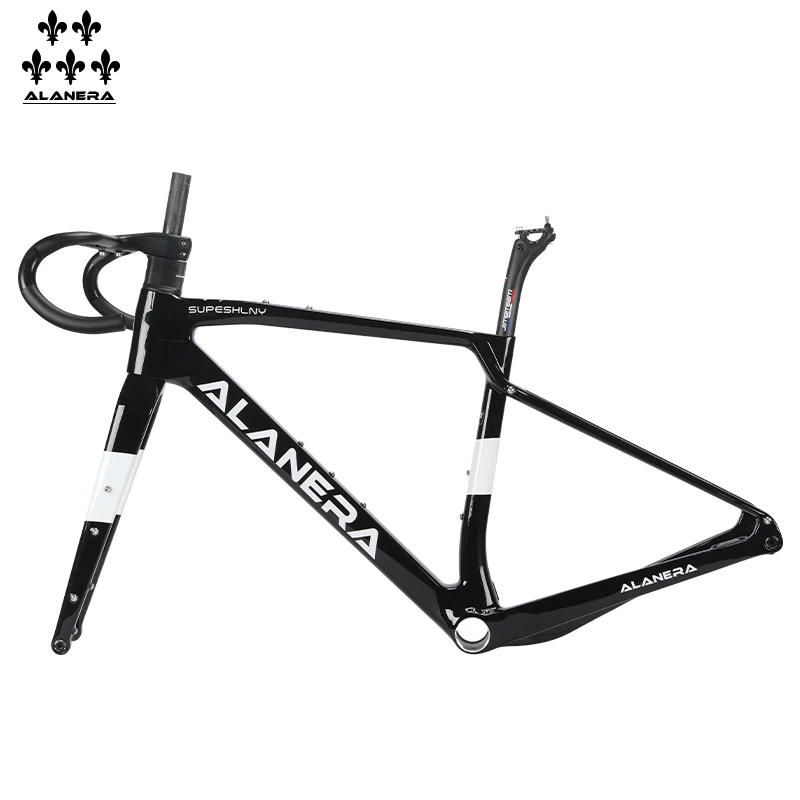 

Black and white 2025 new ALANERAl gravel carbon fiber bicycle frame, off-road melon bike, road frame with handlebar seat tube