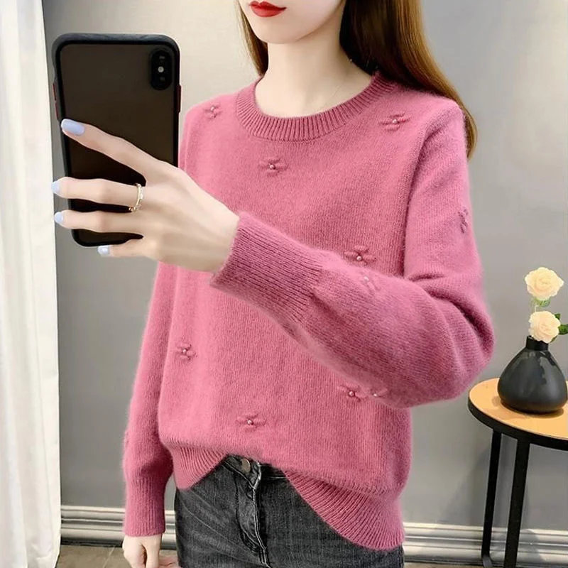 2023 New Women Loose Bottoming Shirt Spring and Autumn Sweater Temperament Pullover Top Fashion Knitwear