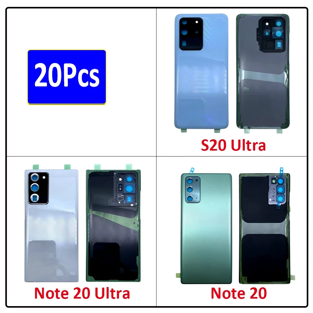 

20Pcs，NEW Back Battery Cover Glass Housing Case Door Rear With Camera Lens With Sticker For Samsung S20 Ultra / Note 20 Ultra