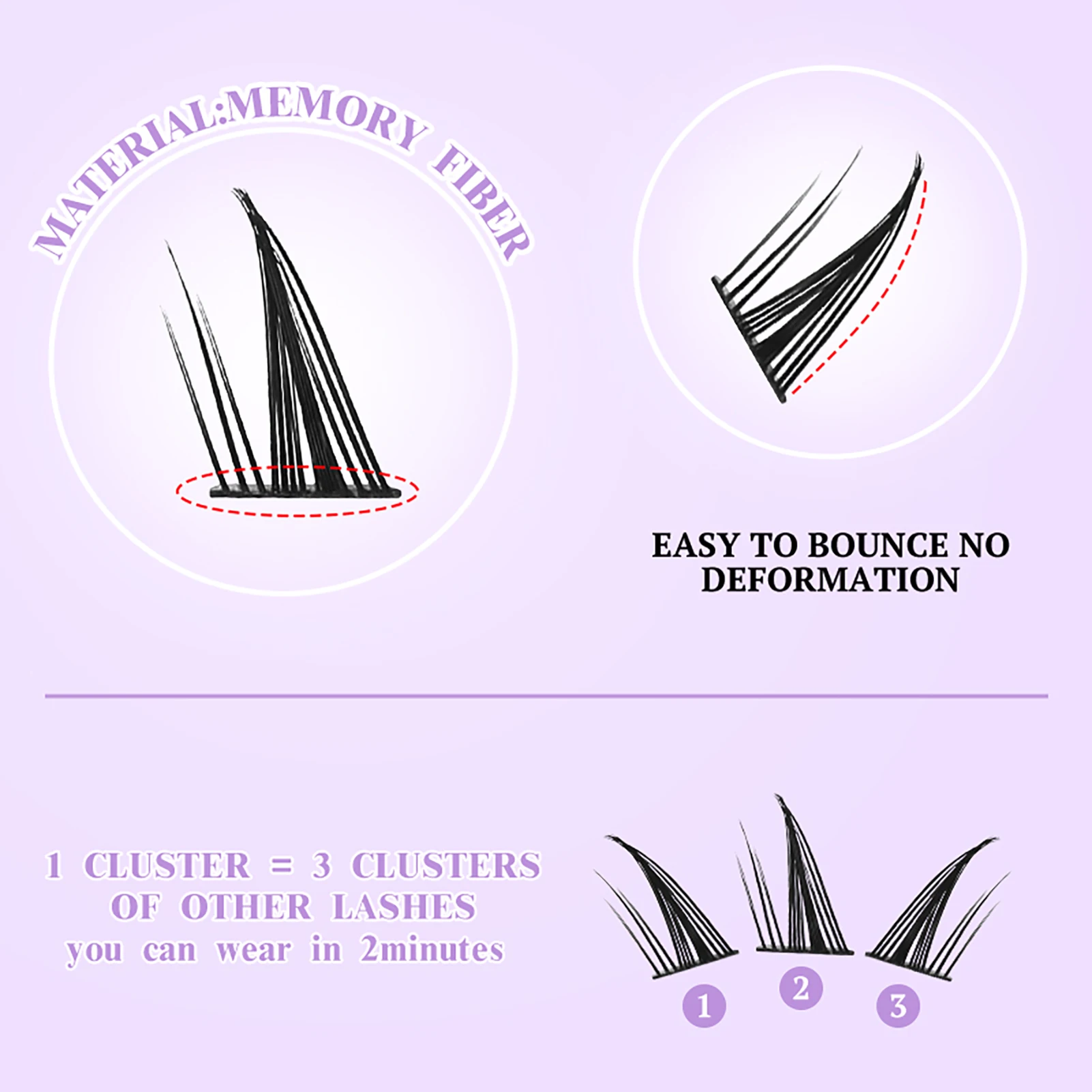 Ultra-Light Reusable Strip Lashes C Curl Wispy Lash Extension Individual Lashes Cluster Ideal for Cosplay and Costume Parties