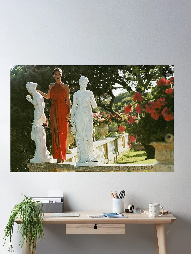 St Tropez Garden Slim Aarons Estate Stamped, Print Art Canvas Poster,Living Room , Home Wall Decor Picture