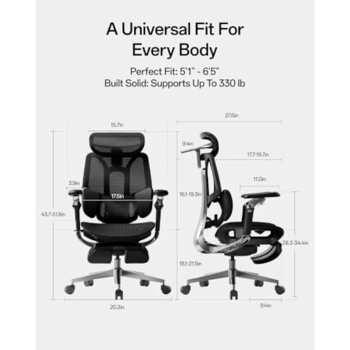 Ergonomic Mesh Office Chair with Dynamic 3-Zone Lumbar Adaptation Gravity-Driven Recline to 140° CloudMesh Backrest 4D Dual-Axis