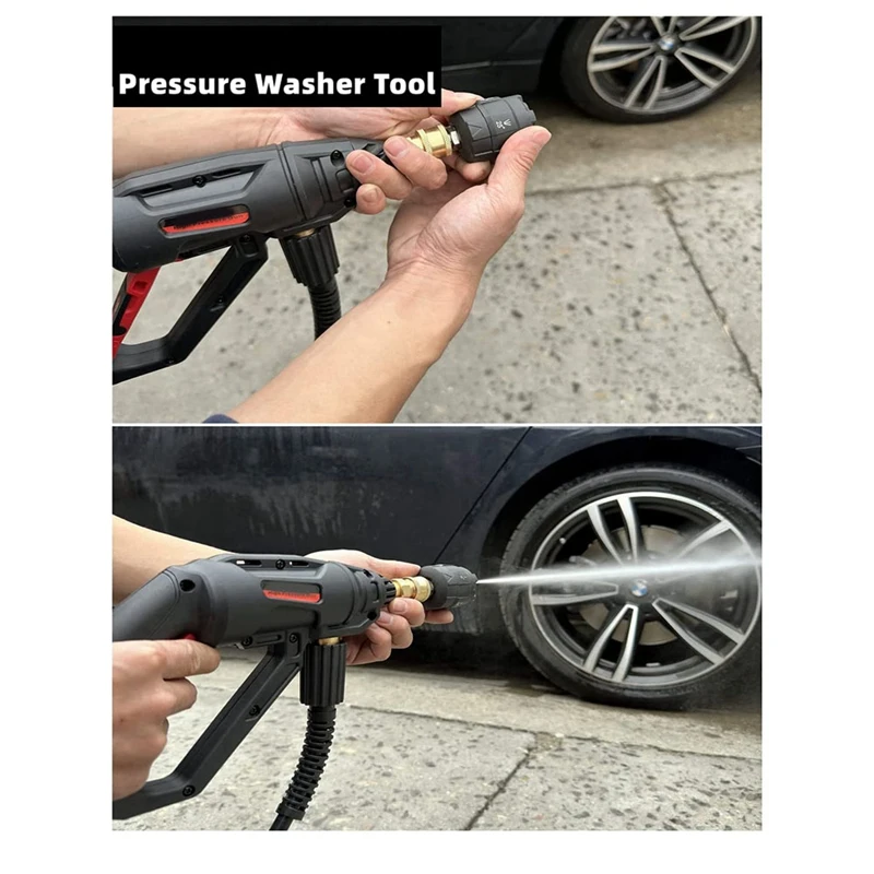 

Short Wand Pressure Washer Connect M22/14 Hose With 5-In-1 High Pressure Spray Nozzle,1/4Inch Quick Connector