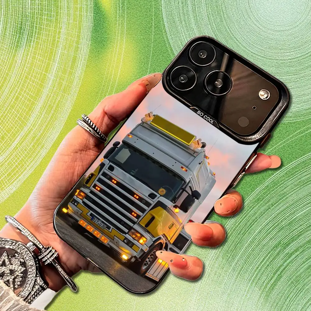 Custodia per telefono Cool S-ScaniaS T-Truck Art per iPhone 14,17,13,12,11,16,15, Mini,Pro,SE,XS,MAX, cover in silicone nero opaco