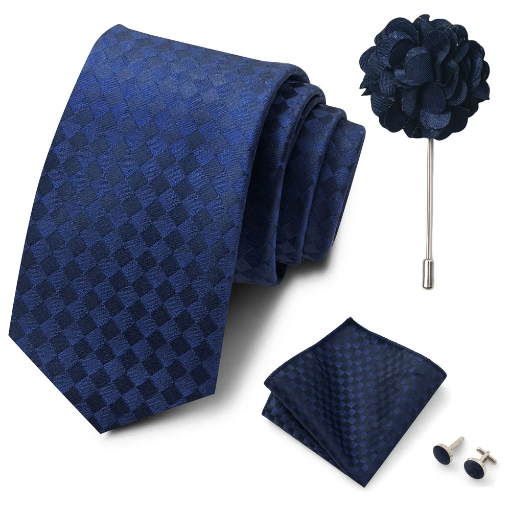 Großhandel Mode 8 cm Krawatten-Set, Krawatte, Einstecktuch, Manschettenknöpfe, Anstecknadel, Lila Paisley, Herren-Krawatten, passend als Geburtstagsgeschenk – Detail 36