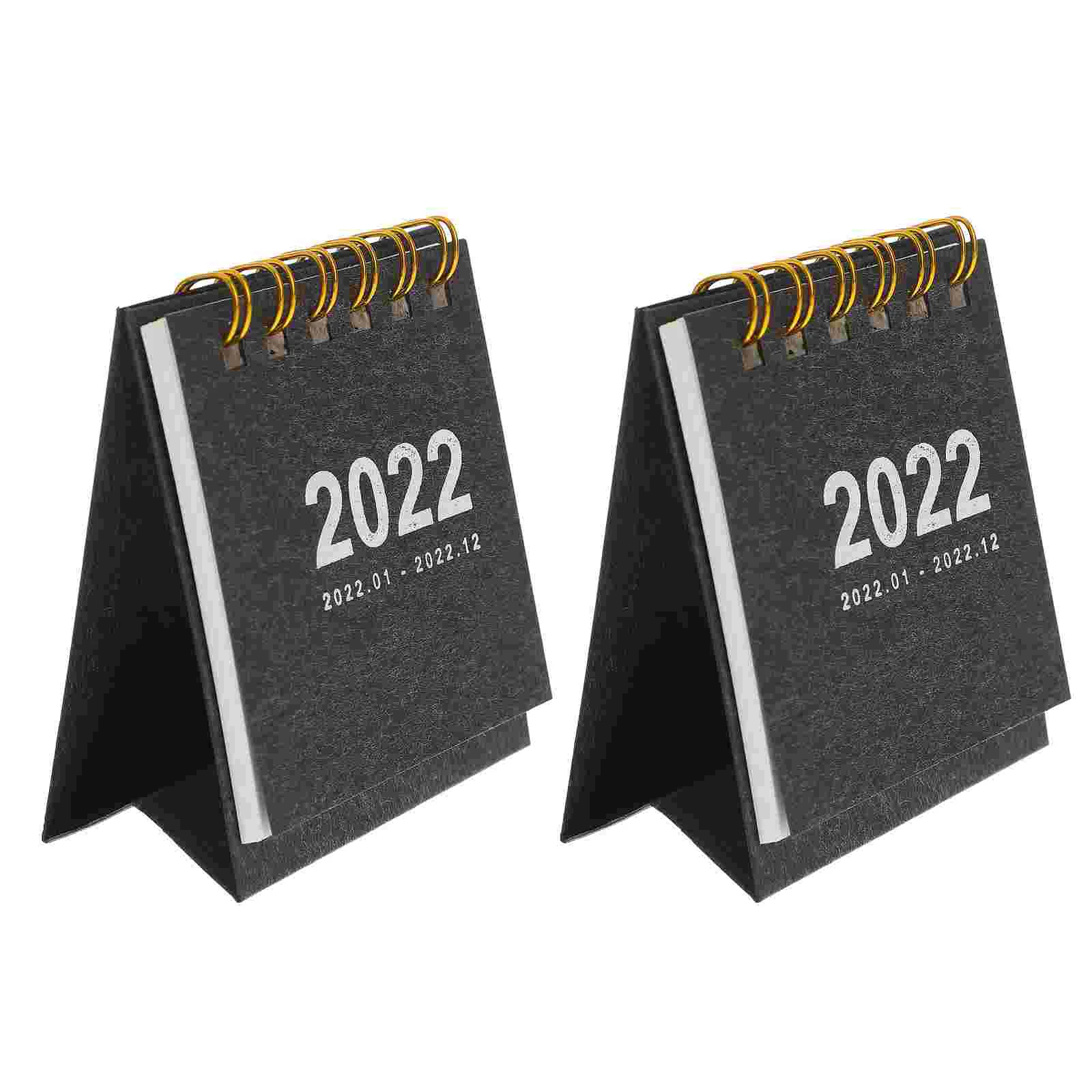 

2 PCS 2022 Standing Flip Calendar Holiday Mini Desk Pocket Table Planner Year Black Paper Calendars