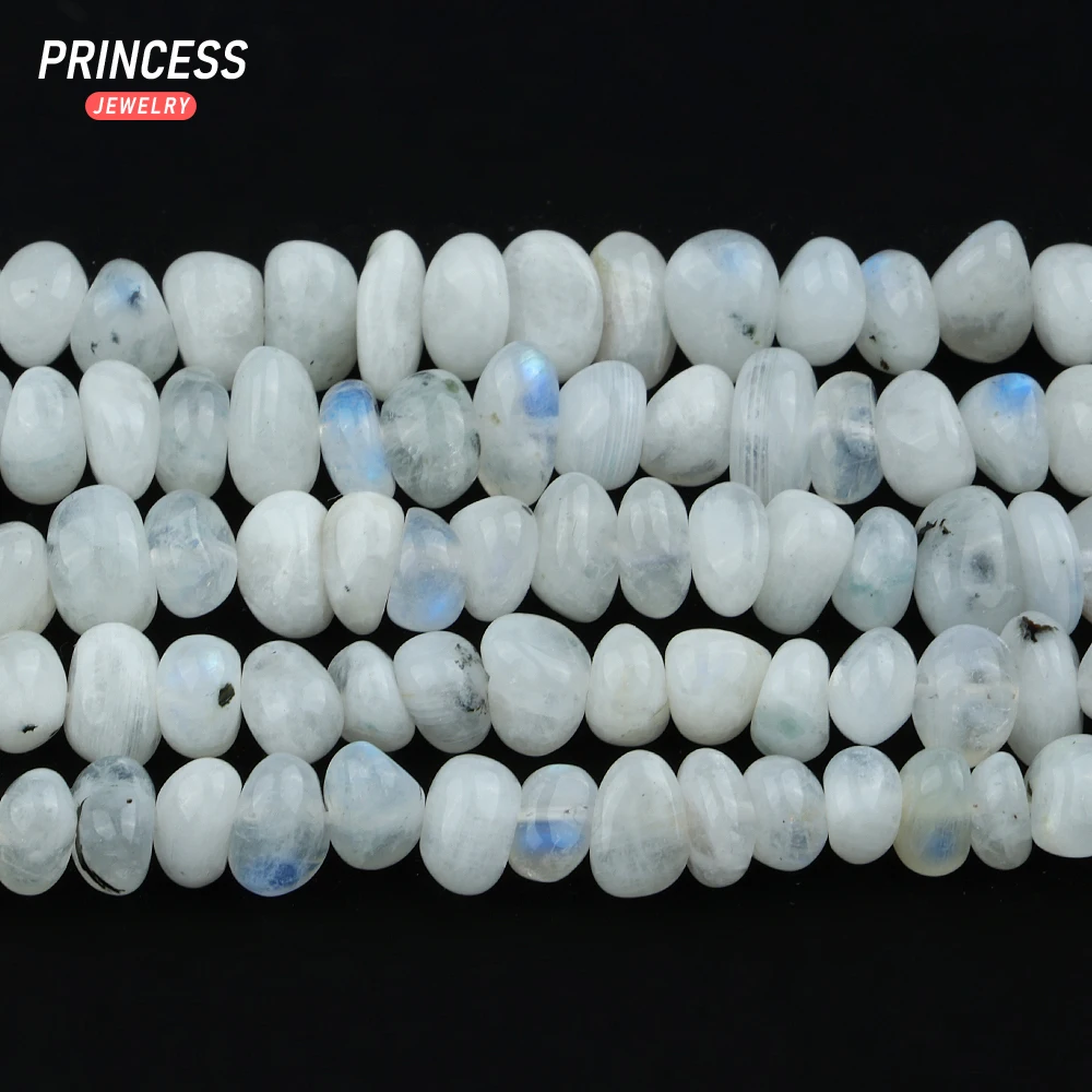 

A+ Natural Blue Moonstone 6-8mm 8-10mm Free Shape Pebble Loose Beads for Jewelry Making Wholesale Stone Beads DIY Accessories