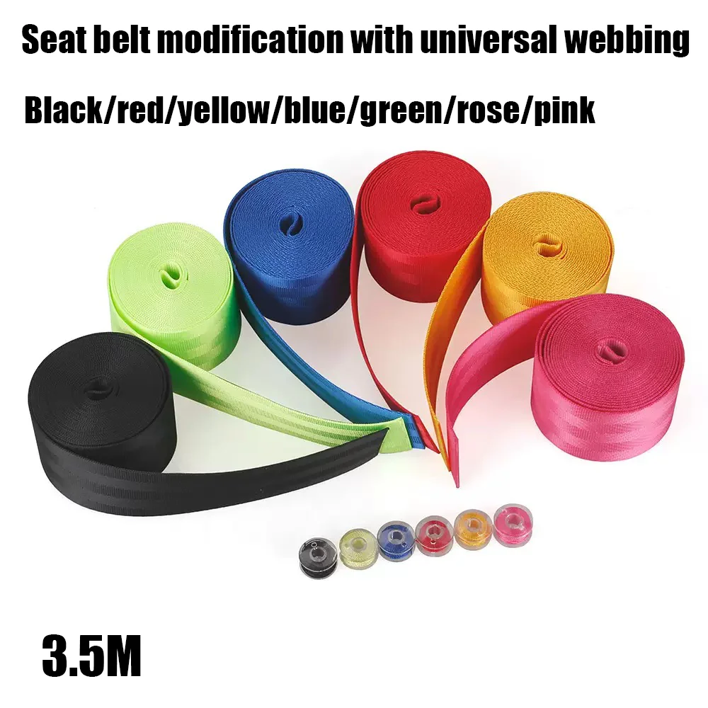 Car modification supplies 3.5M car truck strap with webbing stretchable strap suspender strap black red yellow blue green
