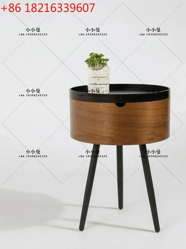 YAO Nordic Furniture Italian Composite Solid Wood Tea Coffee Table Round Living Room Sofa Side Bedside Table Creative Simple Mod