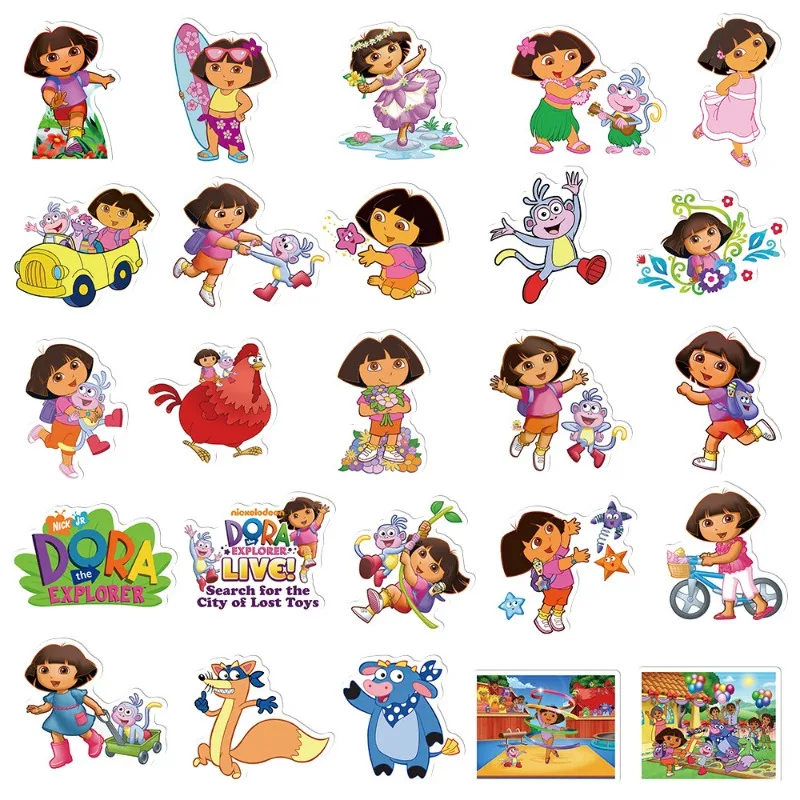 50pcs ‌Dora The Explorer Sticker Suitcase Water Cup Stationery Mobile Phone Car Scooter Laptop Refrigerator Decoration Sticker