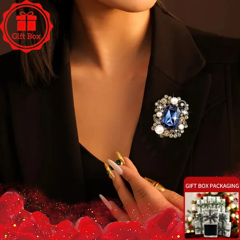 Square Brooch with gift box, 2026 new style, elegant and fashionable. Wearing at daily and holidays. Good gift choices.