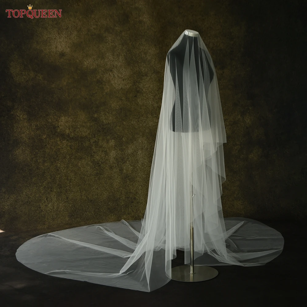 TOPQUEEN V25 Engel geschnittener Hochzeits-Brautschleier, 3 m lang, doppellagig, weiß, cremefarben, elegante Hochzeitsaccessoires, anpassbar – Detail 14