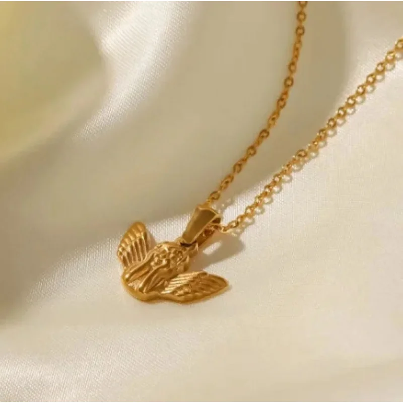 New Fashionable And Personalized Stainless Steel Three-Dimensional Angel Virgin Mary Necklace For Men And Women Jewelry Gifts