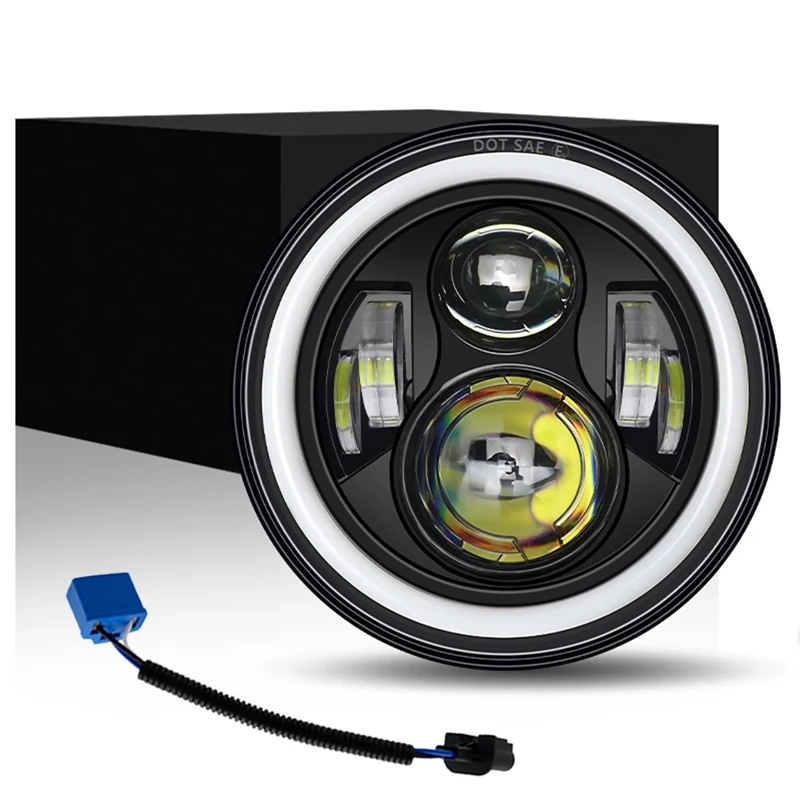 

7-дюймовые дневные фары для Jeep Wrangler Off Road suzuki samurai, строчные светильники, 7-дюймовый налобный фонарь Angel Eyes DRL, ходовая лампа H4 H13