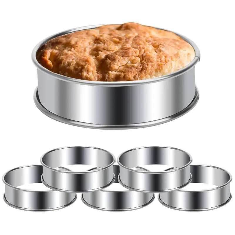 6PCS Crumpet Baking Rings Nonstick Food Grade Stainless Steel Easy Clean Molds for Home Kitchen Baking Enthusiasts