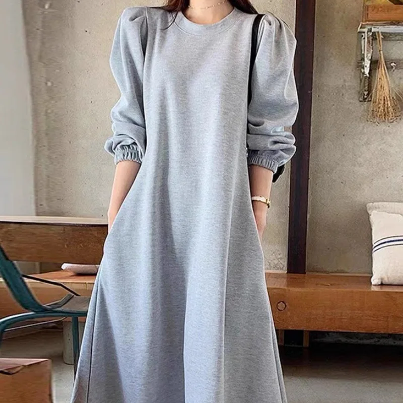 Abiti Abito da donna Night Party Inverno Pile Manica a sbuffo Girocollo Vita aderente Svasato Morbido Accogliente Caldo Delicato Per tutte le stagioni Quotidiano