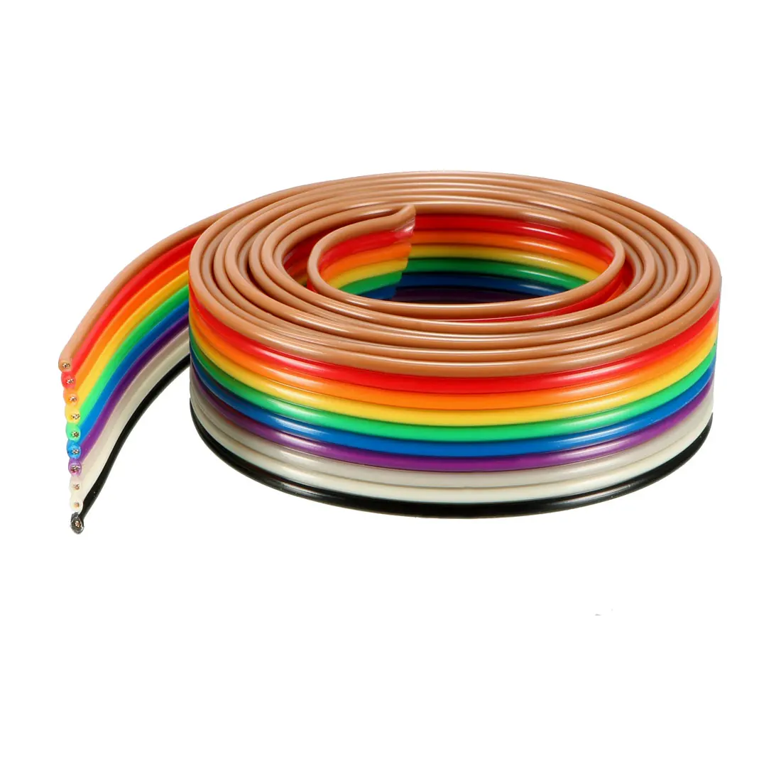 1/2/3/5Meter 6P/8P/10P/16P/20P/26P/30P/40P 1.27mm PITCH Color Flat Ribbon Cable 1mm/1.3mm Wire Dia Rainbow Wire for FC Connector