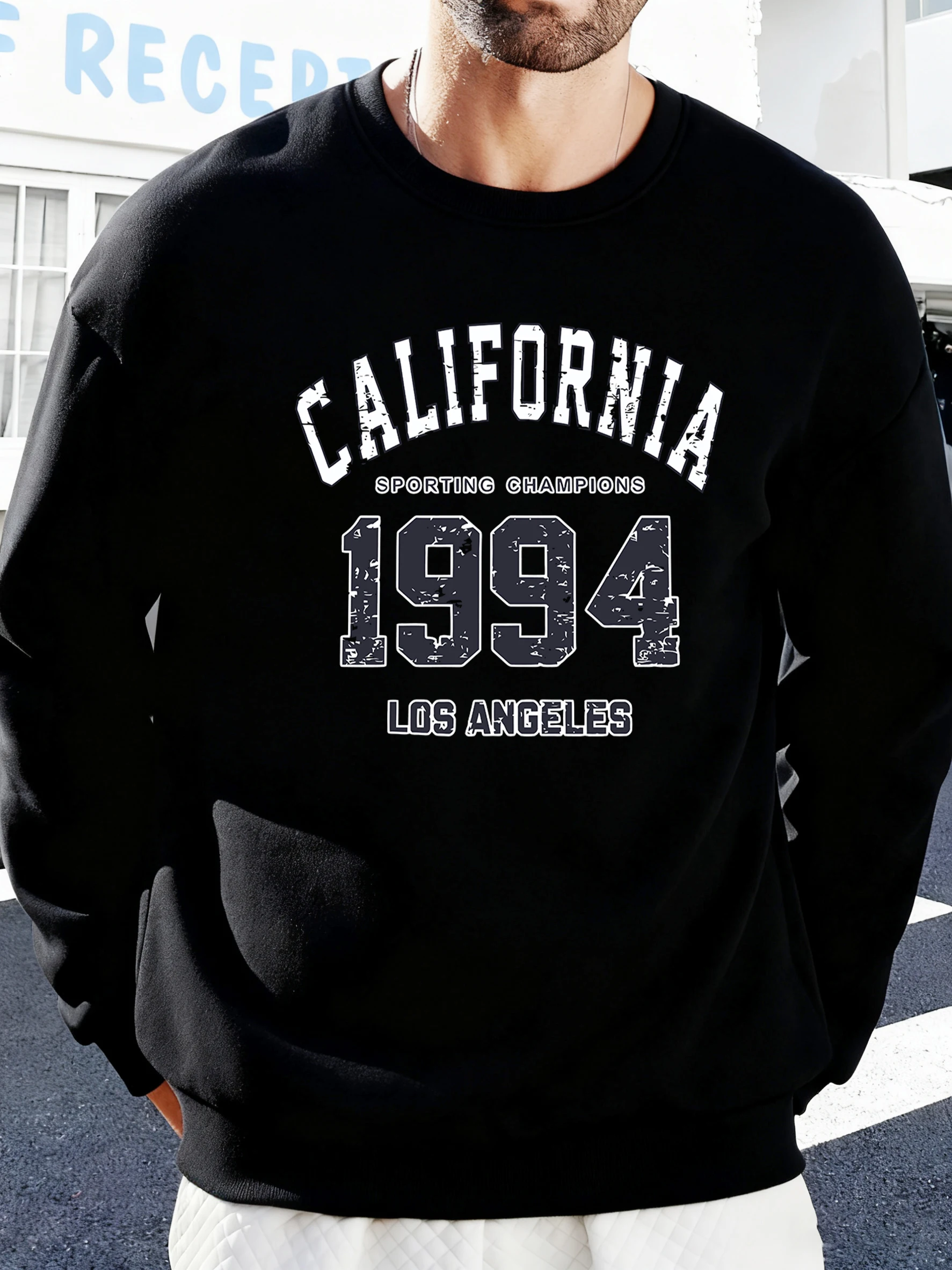 Kalifornien 1994, Druck, männliche Mode, neue Sweatshirts, Straße, bequeme Pullover, Fleece, lose Tops, Herbst, Rundhalsausschnitt, Herren-Kapuzenpullover