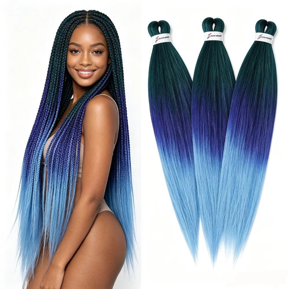 26 Zoll Synthetische Flechthaar-Faser Weiche Leichte Haarverlängerungen für DIY Box Braids Heißwasser-Fixierung für Damenfrisuren – Detail 2