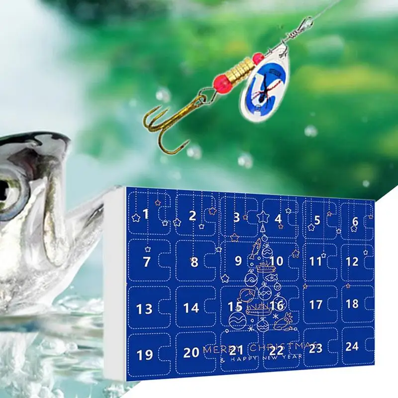 Christmas Advent Calendar Fishing Tackle Freshwater Bass Baits 24 Days Christmas Countdown Calendar Fishing Lure Kit Xmas Gifts