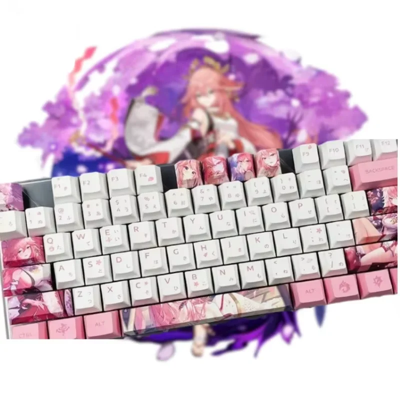 12 Keys Genshin Impact Keycaps Hu Tao Kazuha Xiao Keqing Cherry High PBT Hot Sublimation DIY Keyboard Game Retrofit Key Caps