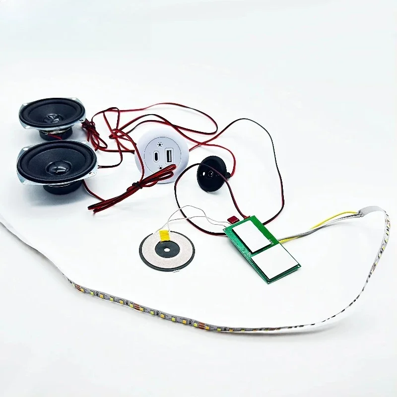12V 15w Wireless Charging Bluetooth USB & Charging Port Fast Charging Touch Sensor Module Bedside Table Switch