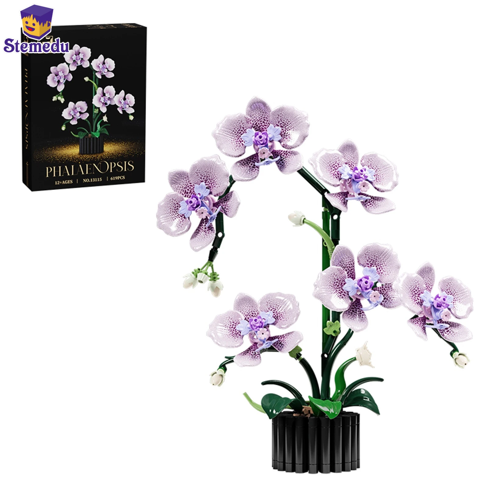 619PCS Phalaenopsis Bausteine Blumen Orchidee Topfpflanzen Simulation Modell Wohnkultur Kinder Puzzle Spielzeug Mädchen Weihnachten Geschenk