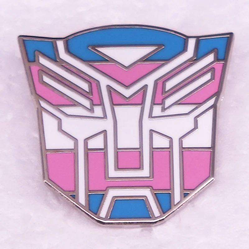 Trans autosbot Art badge blue pink white Enamel Pin brooch jewelry