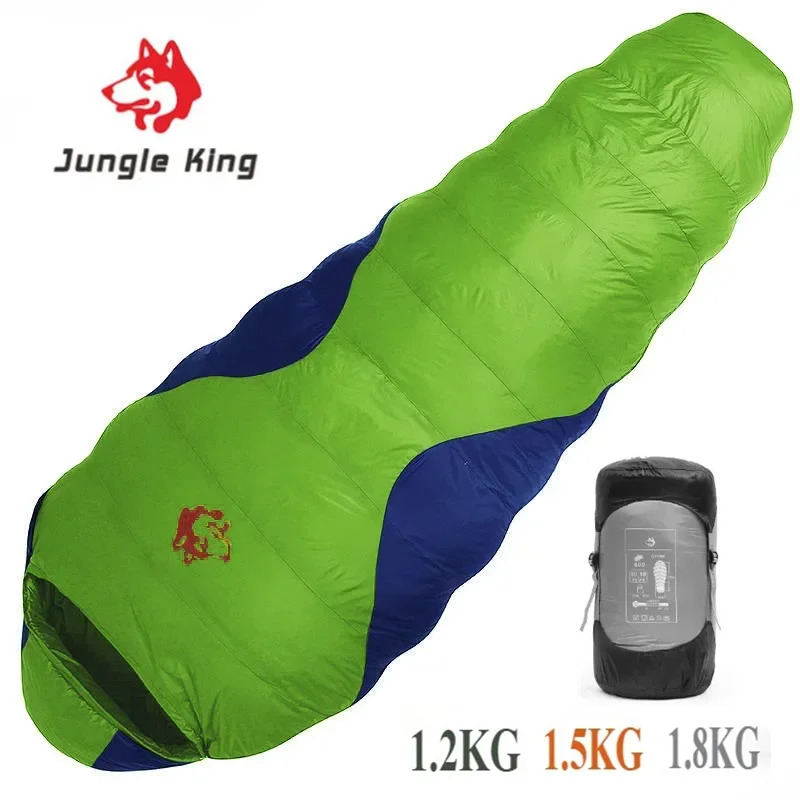 JUNGLE KING CY660 4 estaciones 3 tipos de espesor Camping viaje plumón de pato blanco relleno de plumas cálido momia sacos de dormir