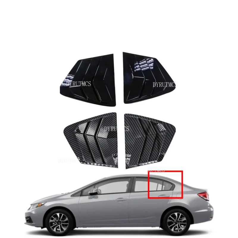 

Rear Louver Window Side Shutter Cover For Honda Civic 9th Sedan 2011 2012 2013-2015 Trim Sticker Vent Scoop ABS Carbon Fiber