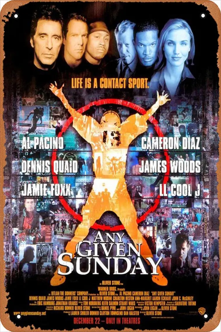 Any Given Sunday (#2 of 3) Life is a contact sport. 1999 Movie Poster Gallery   Tin Sign for Home Bar Pub Garage Decor Gift