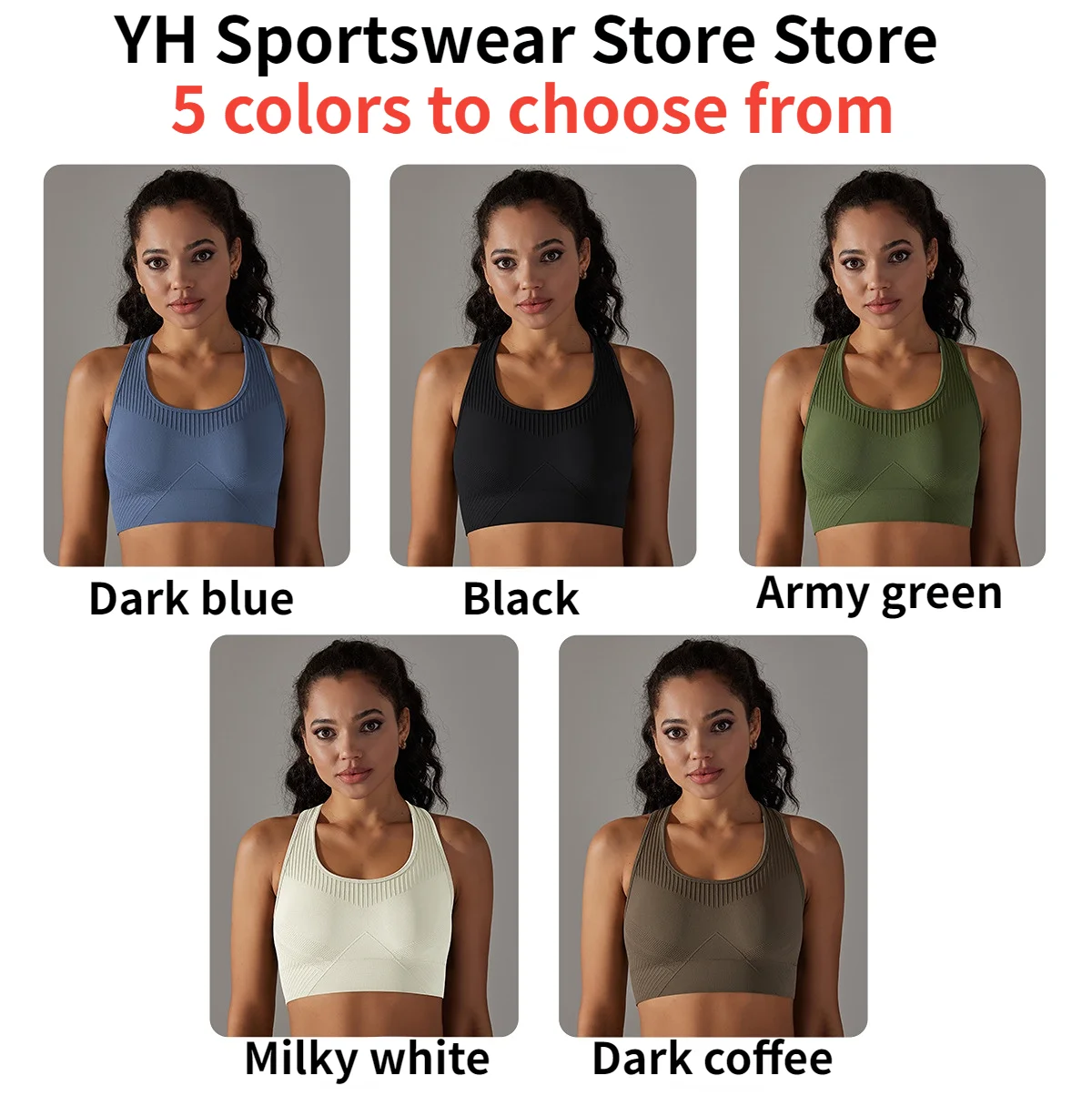 Seamless Sports Underwear Women High Support Impact Gym Bra Push-up Quick Dry Elastic Workout Vest Yoga Running Fitness Tank Top