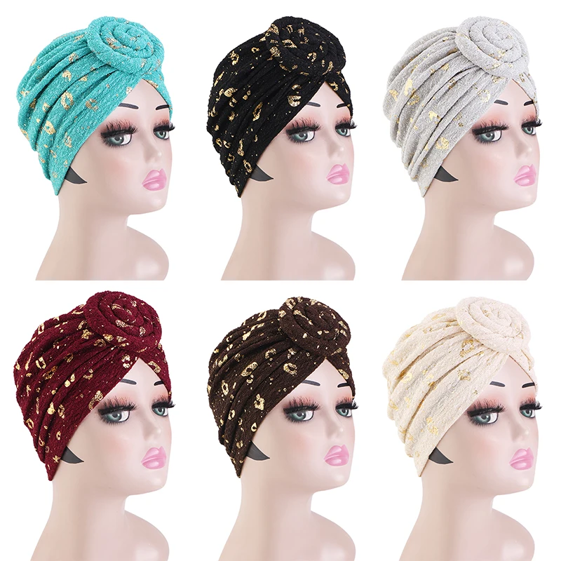 Neue Damen-Hijabs, Turban-Hüte, Pailletten-Kopftücher in Unifarben, Afrikanische Kopfwickel, Elastische Haabedeckung, Hochzeits-Party-Kopfbedeckung, Turban – Detail 2