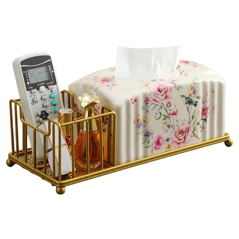 

Vintage ceramic tissue box, innovative new Chinese remote control tissue storage box