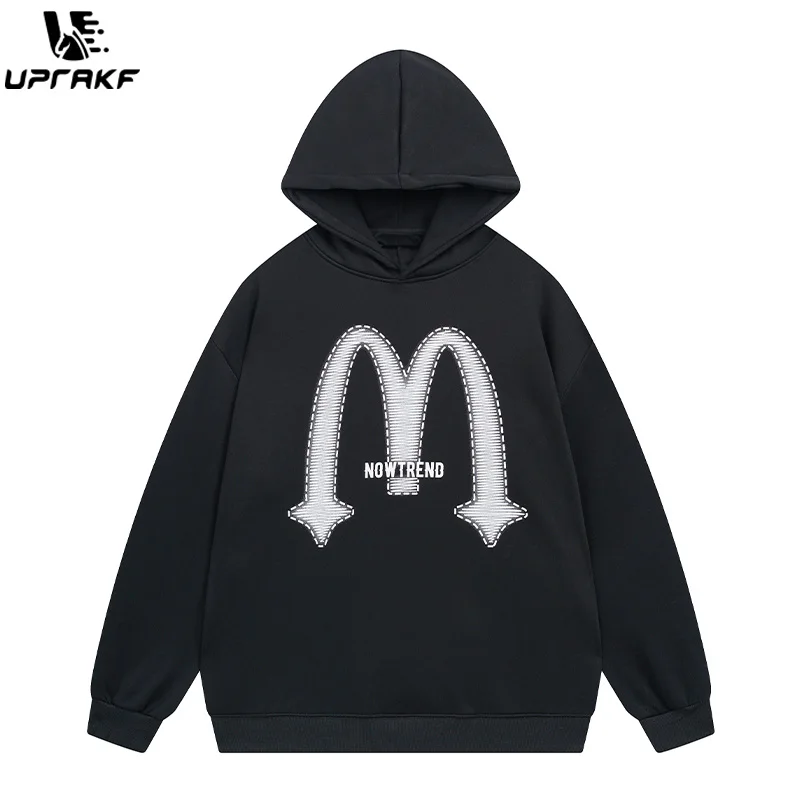 UPRAKF M Graphic Hoodie Streetwear High Quality Hip Hop Fashion Casual Tops Pullovers Long Sleeve Autumn